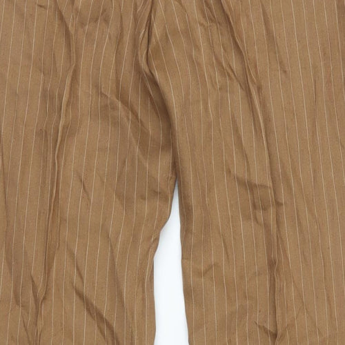 Gap Womens Brown Striped Linen Trousers Size 8 L33 in Regular Zip