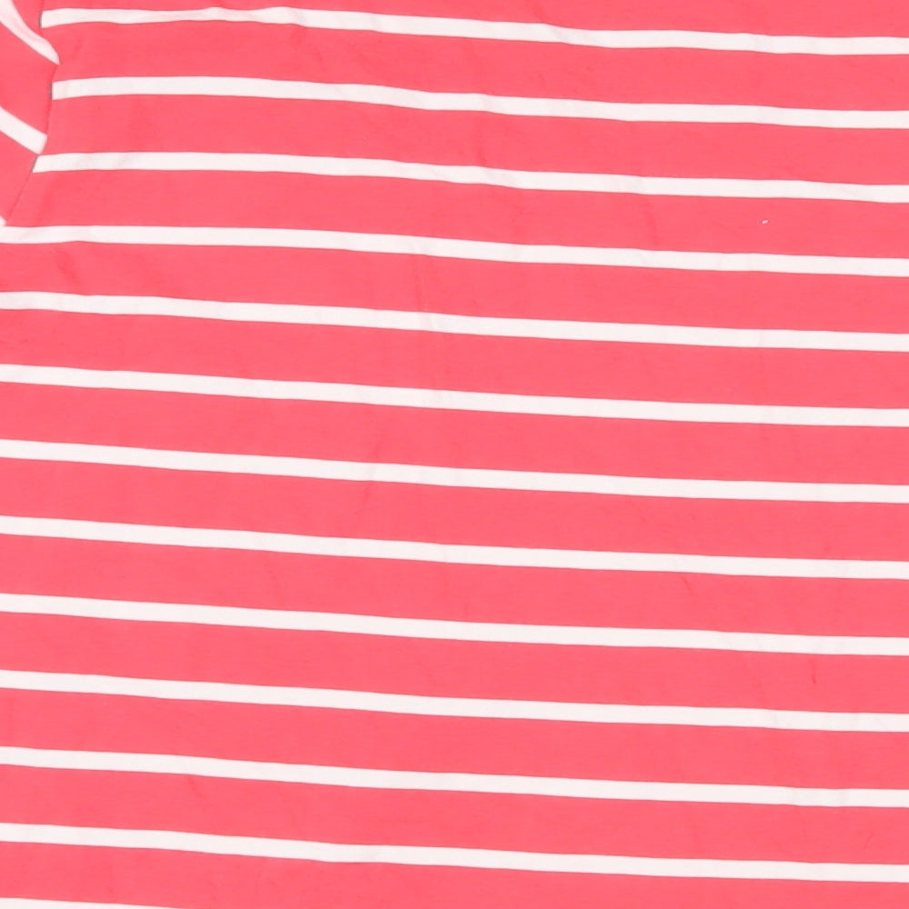 Marks and Spencer Womens Pink Striped Cotton Basic T-Shirt Size 16 Boat Neck