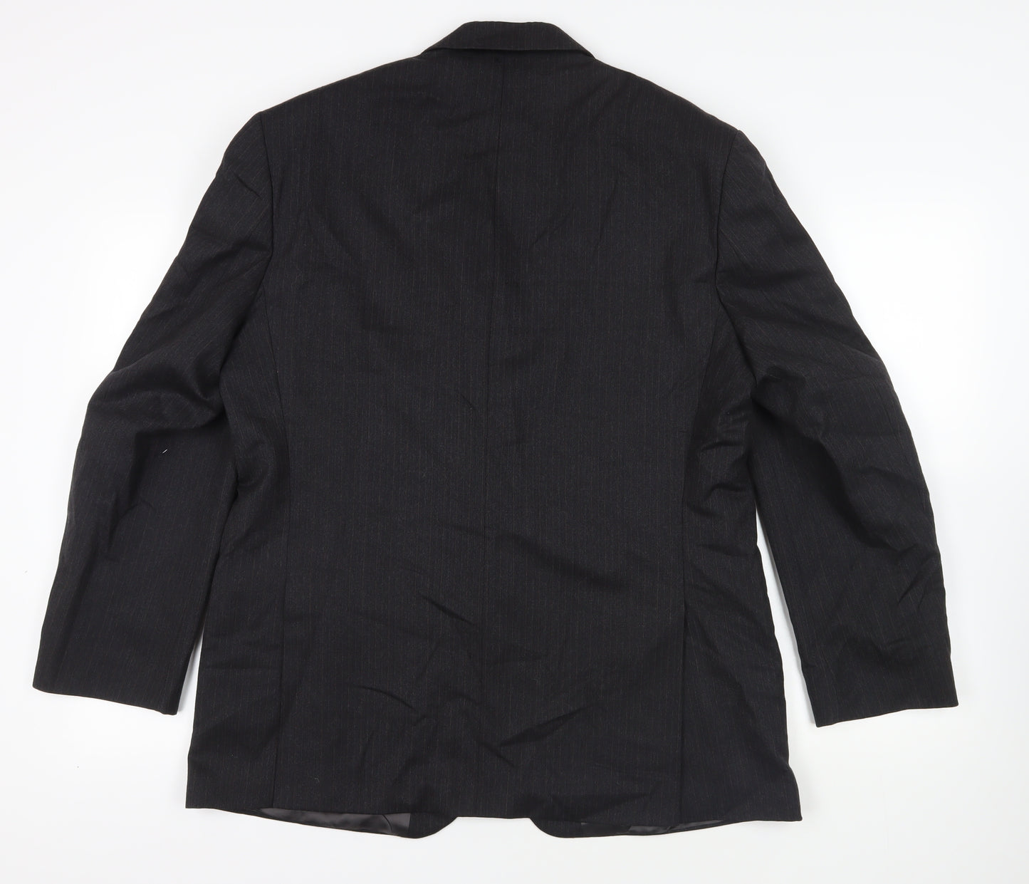 Label Mens Black Striped Wool Jacket Suit Jacket Size 44 Regular
