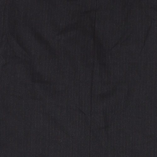 Label Mens Black Striped Wool Jacket Suit Jacket Size 44 Regular