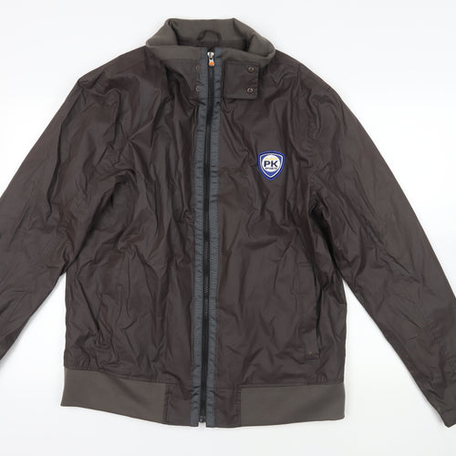 PK Sports Mens Brown Jacket Size XL Zip - Logo Waterproof Technical