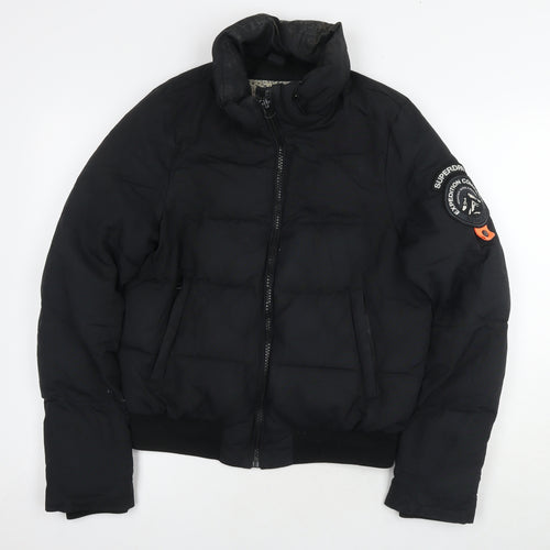 Superdry Womens Black Puffer Jacket Jacket Size 12 Zip
