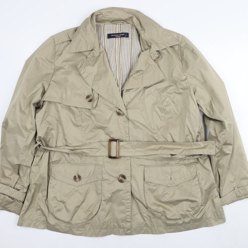 Marina Sport Womens Beige Trench Coat Jacket Size L Button - Label Size 27