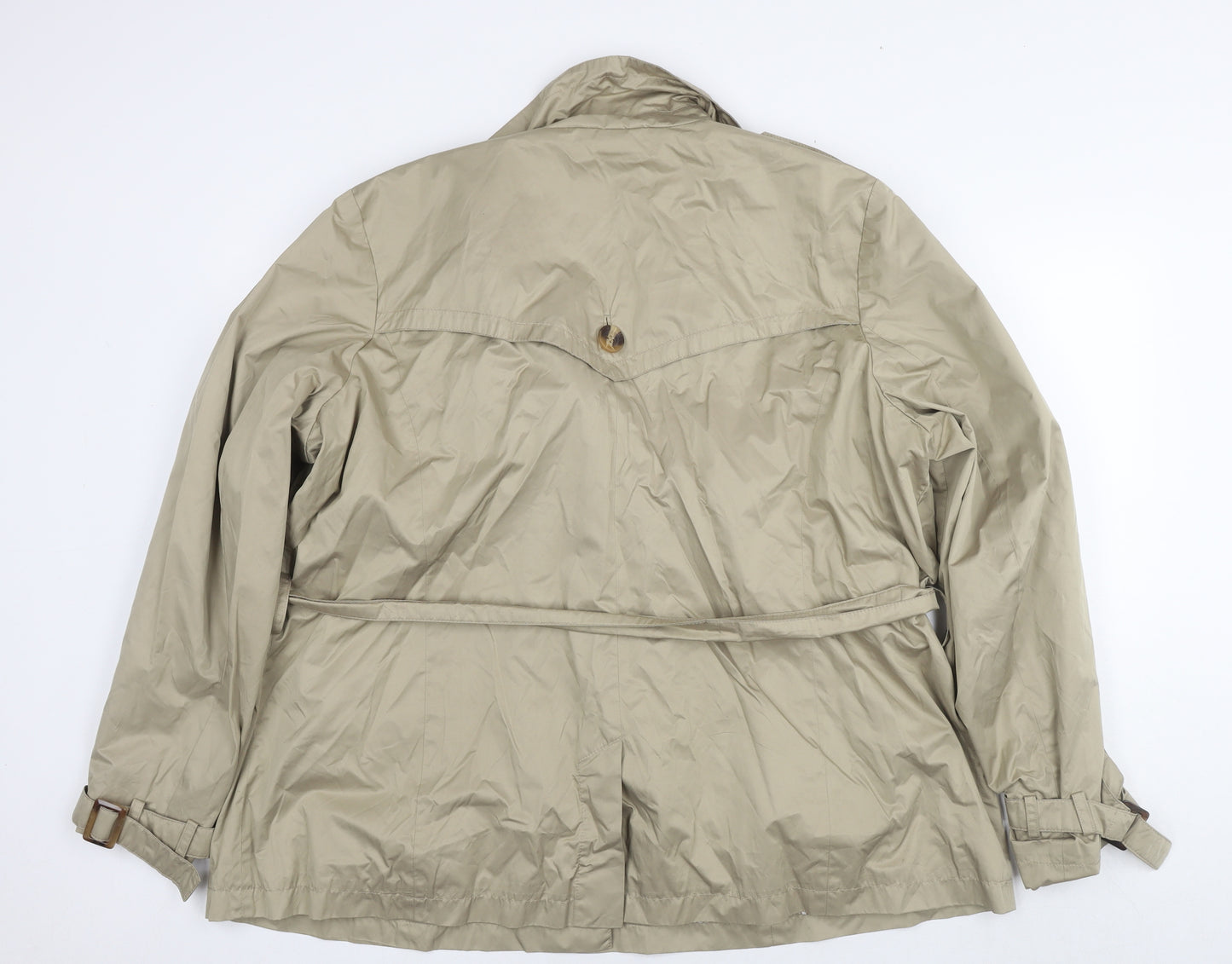 Marina Sport Womens Beige Trench Coat Jacket Size L Button - Label Size 27