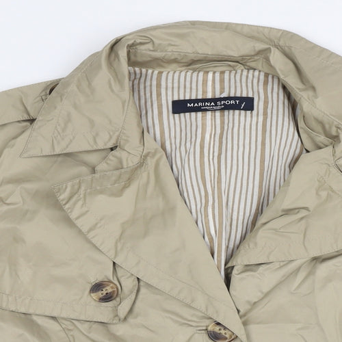 Marina Sport Womens Beige Trench Coat Jacket Size L Button - Label Size 27