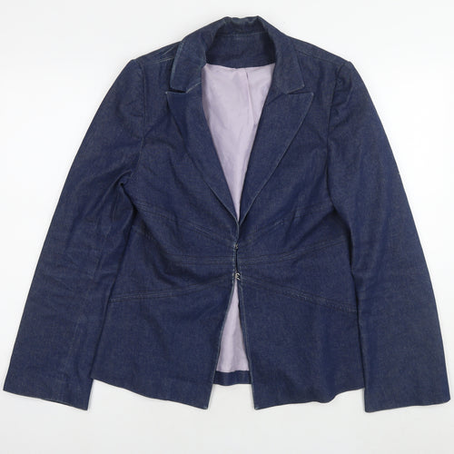 New Look Womens Blue Jacket Blazer Size 12 Hook & Eye - Vintage