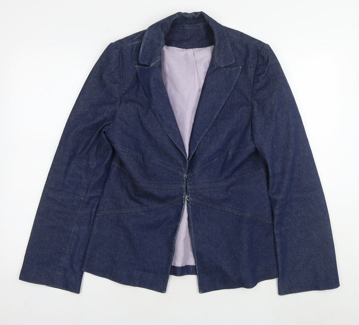 New Look Womens Blue Jacket Blazer Size 12 Hook & Eye - Vintage