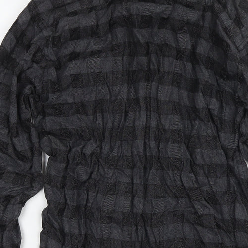 Cross Fibre Mens Grey Cotton Button-Up Size L Collared Button