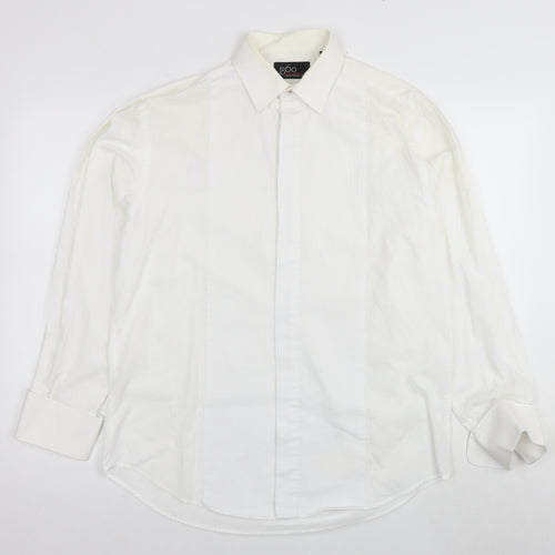 1860 Menswear Mens White Polyester Dress Shirt Size 15.5 Collared Button - Collar 15.5''