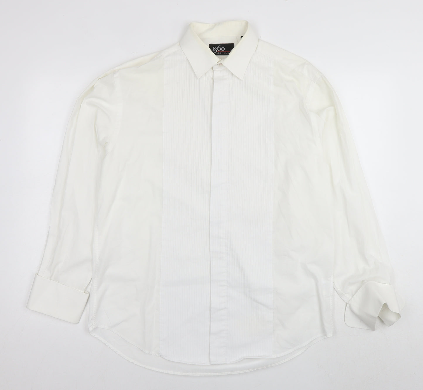 1860 Menswear Mens White Polyester Dress Shirt Size 15.5 Collared Button - Collar 15.5''