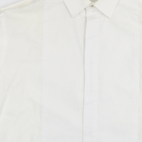 1860 Menswear Mens White Polyester Dress Shirt Size 15.5 Collared Button - Collar 15.5''
