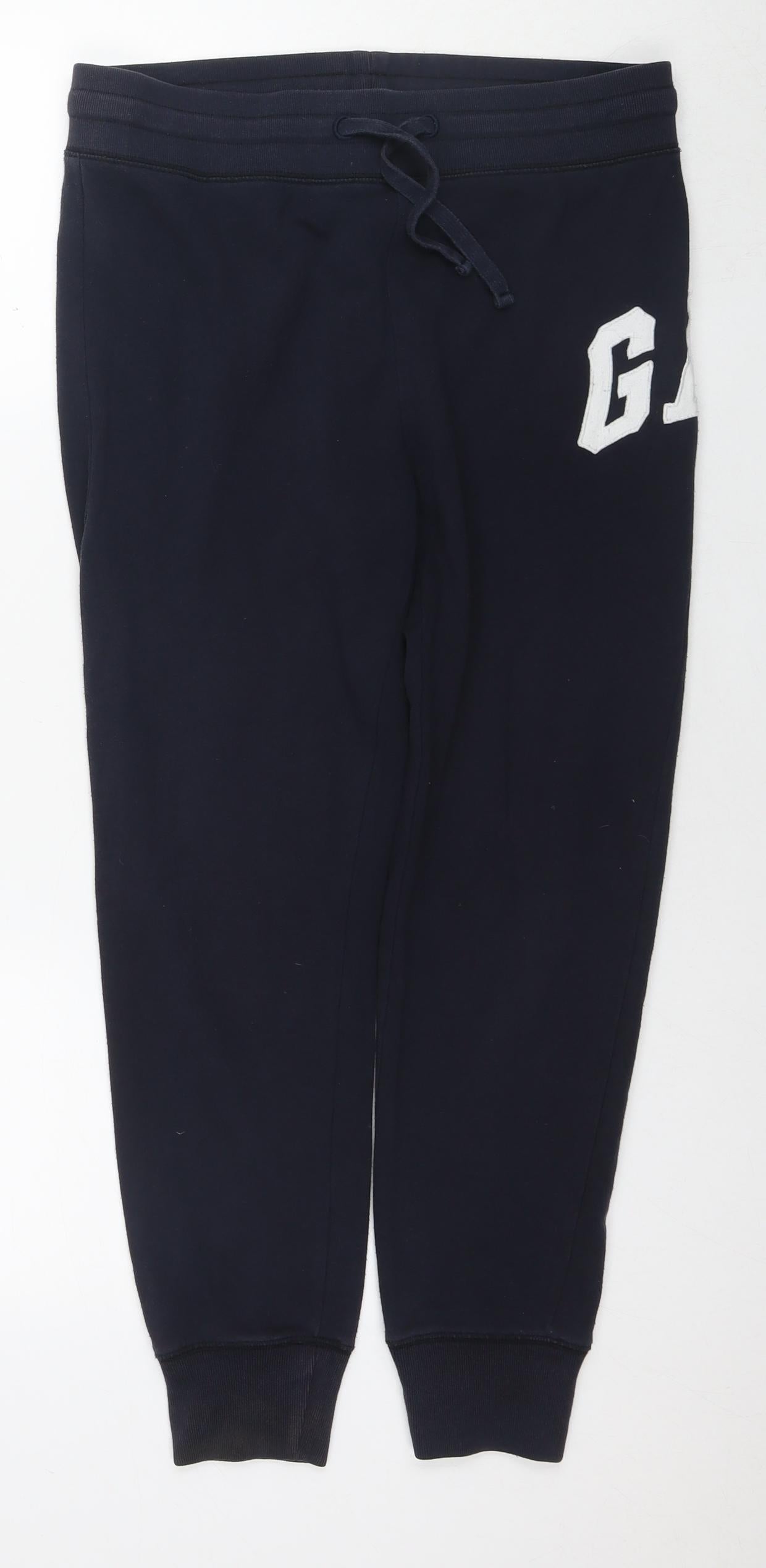 Gap Mens Blue Cotton Jogger Trousers Size M L26 in Regular Drawstring - Logo