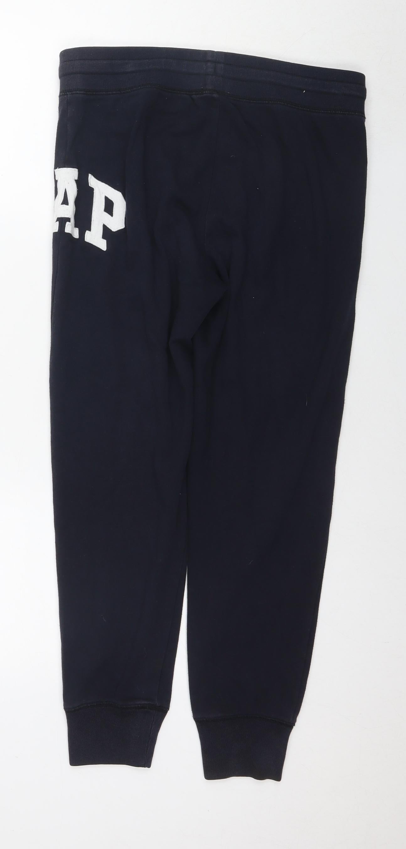 Gap Mens Blue Cotton Jogger Trousers Size M L26 in Regular Drawstring - Logo