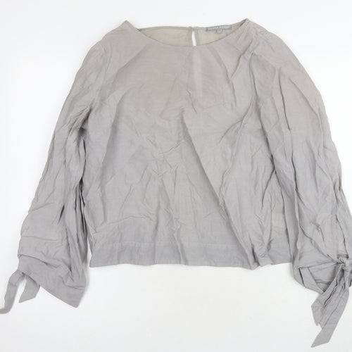 Oliver Bonas Womens Grey Viscose Basic Blouse Size 14 Round Neck