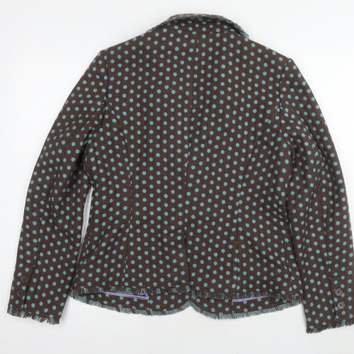 Boden Womens Brown Polka Dot Jacket Blazer Size 14 Button