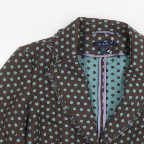 Boden Womens Brown Polka Dot Jacket Blazer Size 14 Button