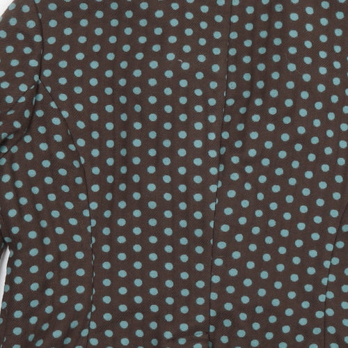 Boden Womens Brown Polka Dot Jacket Blazer Size 14 Button
