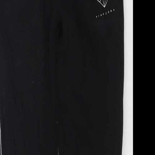Pink Soda Womens Black Cotton Jogger Trousers Size 8 L26 in Regular Drawstring - Logo