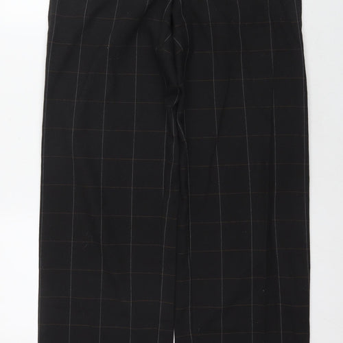 RJR.John Rocha Womens Black Check Polyacrylate Fibre Trousers Size 12 L30 in Regular Zip