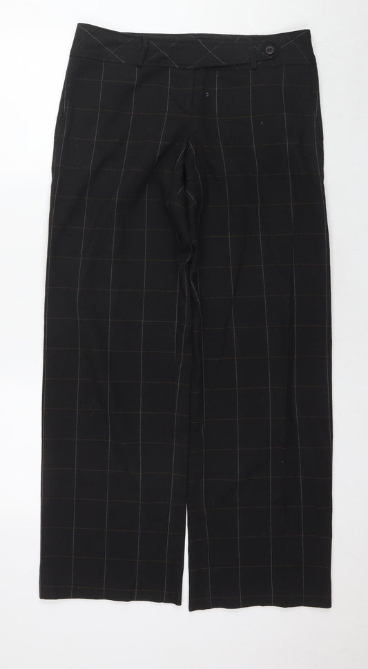 RJR.John Rocha Womens Black Check Polyacrylate Fibre Trousers Size 12 L30 in Regular Zip