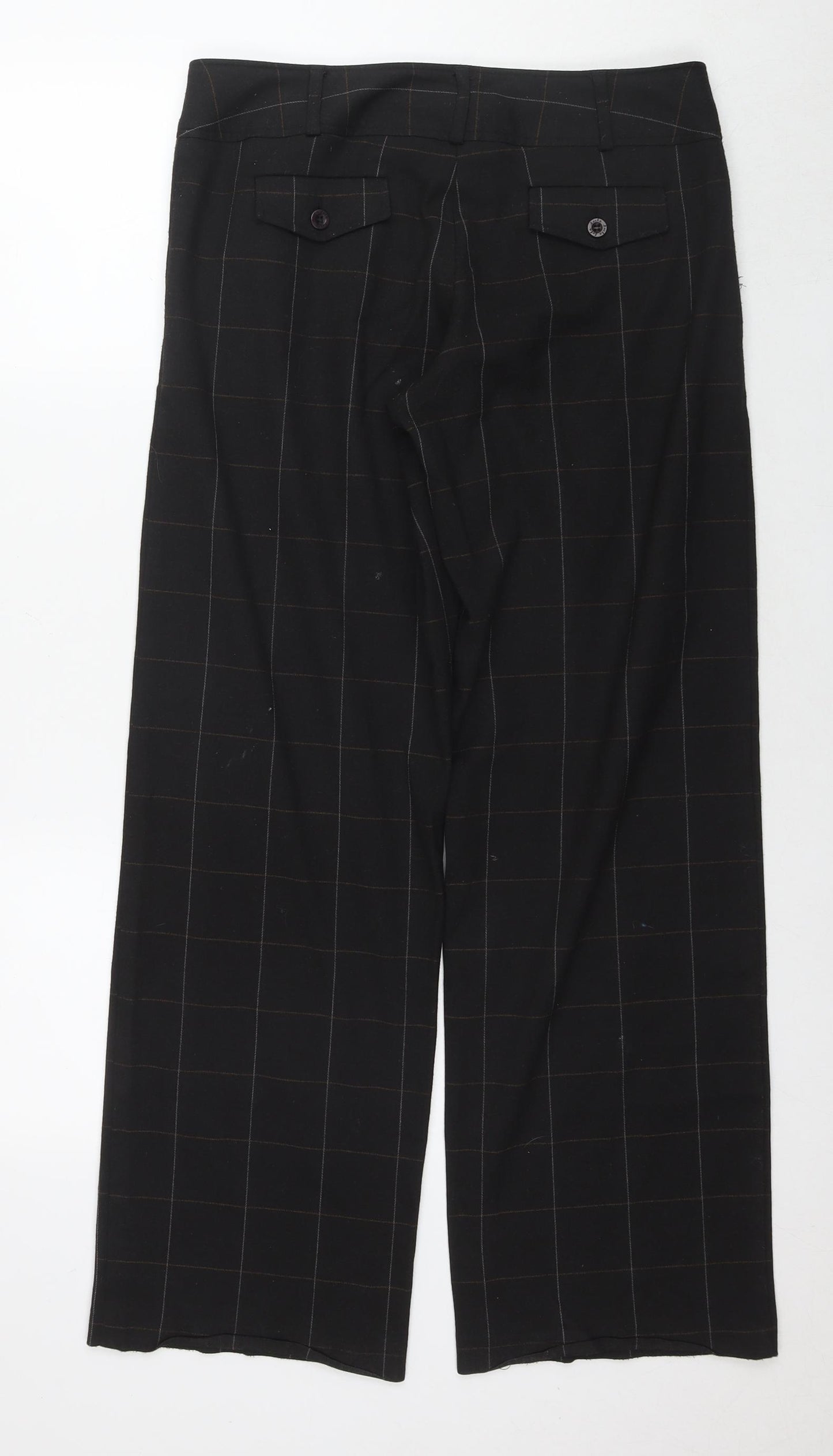 RJR.John Rocha Womens Black Check Polyacrylate Fibre Trousers Size 12 L30 in Regular Zip