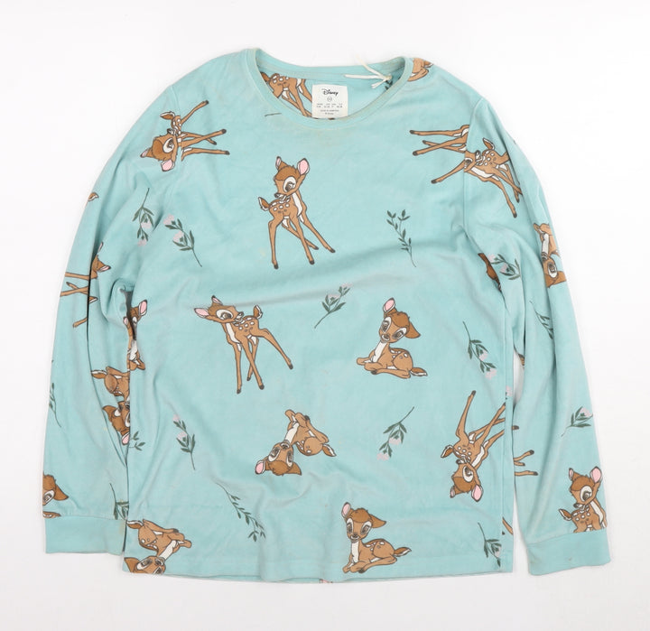 Disney Womens Blue Solid Polyester Top Pyjama Top Size 2XS - Bambi