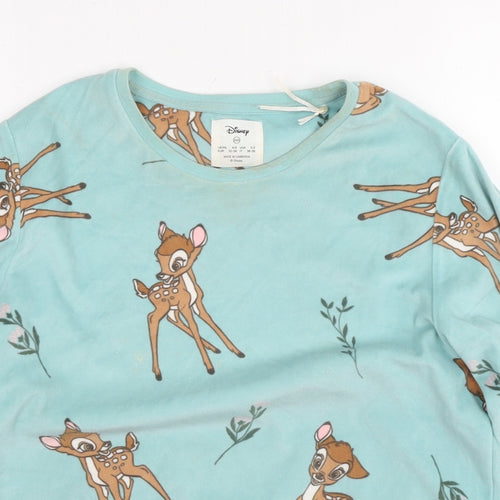 Disney Womens Blue Solid Polyester Top Pyjama Top Size 2XS - Bambi