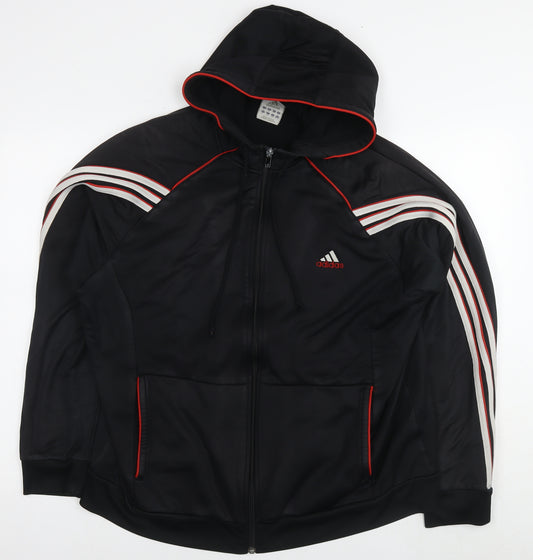 adidas Mens Black Polyester Full Zip Hoodie Size XL