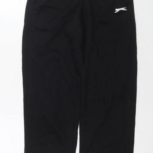 Slazenger Boys Black Polyester Jogger Trousers Size 11-12 Years L25 in Regular Drawstring