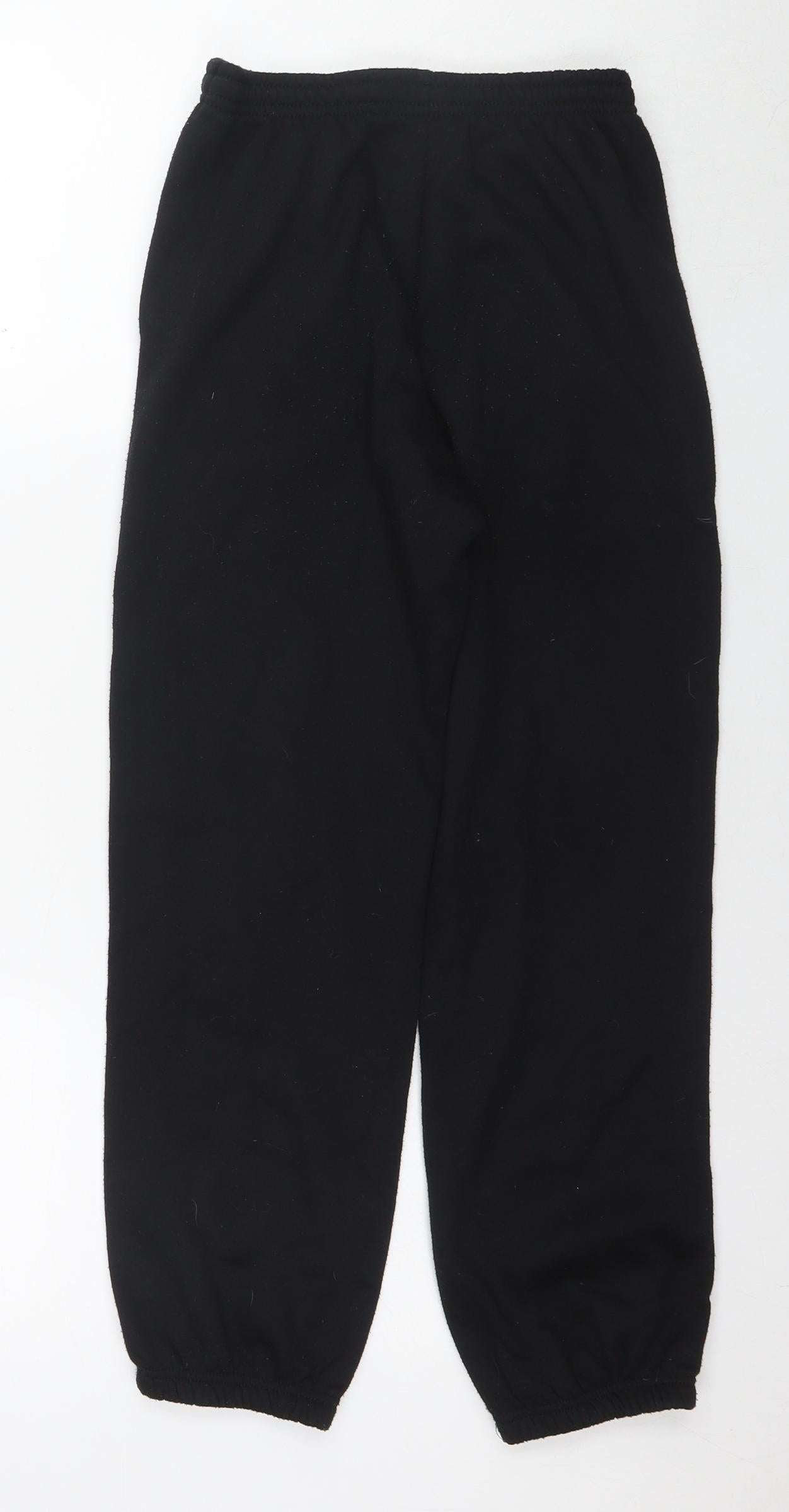 Slazenger Boys Black Polyester Jogger Trousers Size 11-12 Years L25 in Regular Drawstring