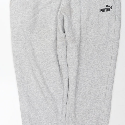 PUMA Womens Grey Cotton Jogger Trousers Size L L25 in Regular Drawstring