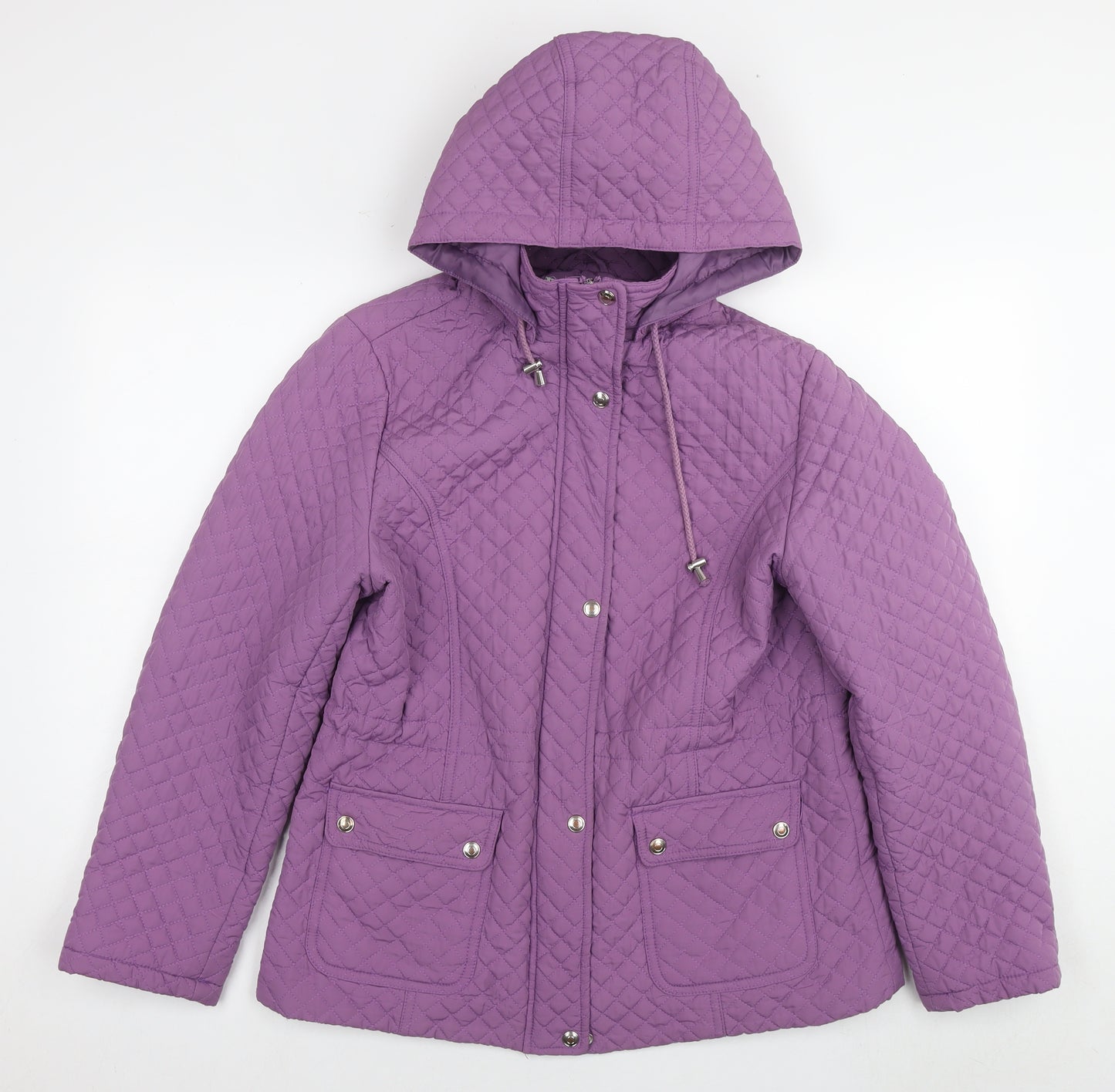 EWM Womens Purple Quilted Coat Size 14 Zip