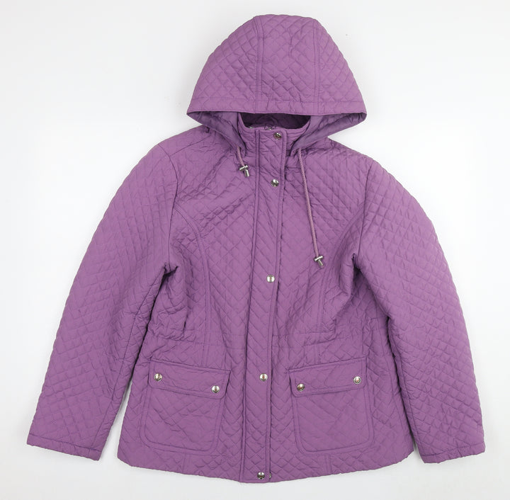 EWM Womens Purple Quilted Coat Size 14 Zip