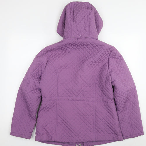 EWM Womens Purple Quilted Coat Size 14 Zip