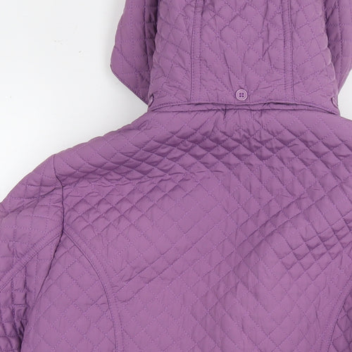 EWM Womens Purple Quilted Coat Size 14 Zip