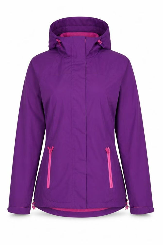 Front view of Ozark Trail women’s purple jacket, size S, zip