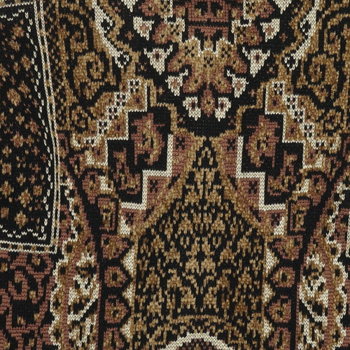 St Michael Womens Brown Round Neck Geometric Acrylic Cardigan Jumper Size 16