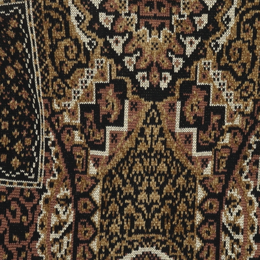 St Michael Womens Brown Round Neck Geometric Acrylic Cardigan Jumper Size 16