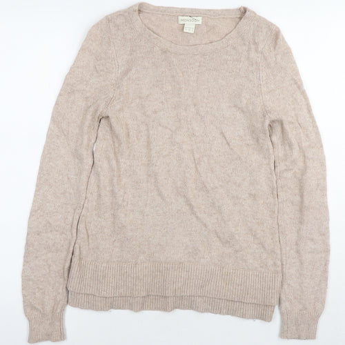 Monsoon Womens Beige Round Neck Nylon Pullover Jumper Size 8