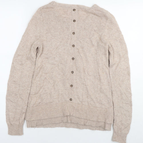 Monsoon Womens Beige Round Neck Nylon Pullover Jumper Size 8