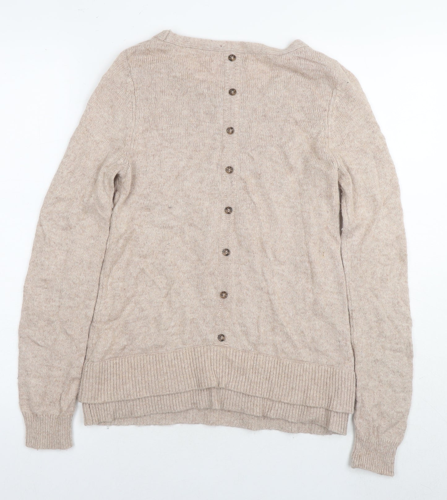Monsoon Womens Beige Round Neck Nylon Pullover Jumper Size 8