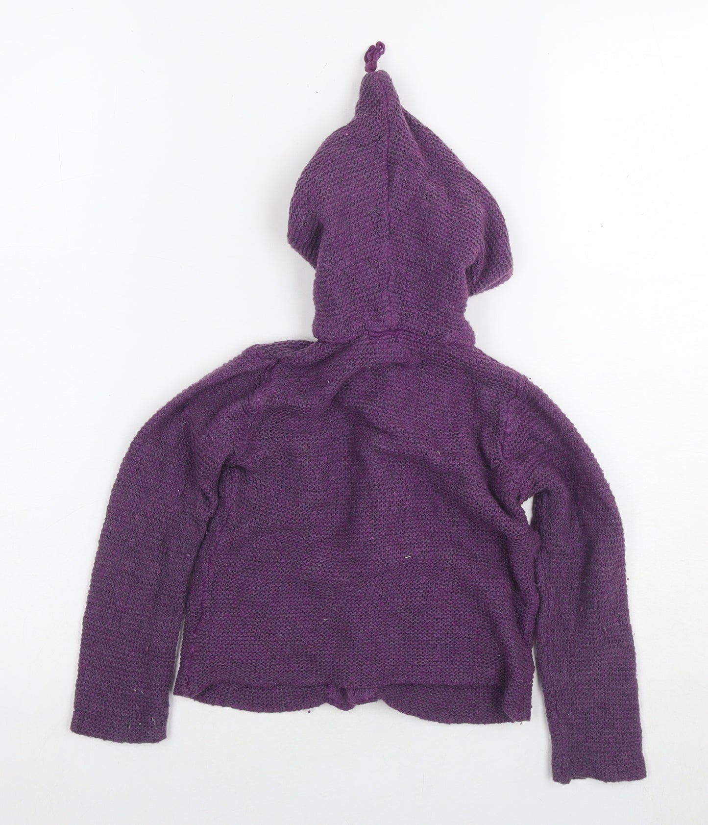 JoJo Maman Bébé Girls Purple Round Neck Wool Cardigan Jumper Size 2-3 Years Button