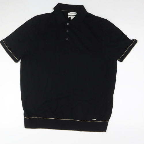 Autograph Mens Black Cotton Polo Size L Collared Pullover