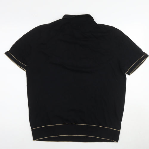 Autograph Mens Black Cotton Polo Size L Collared Pullover