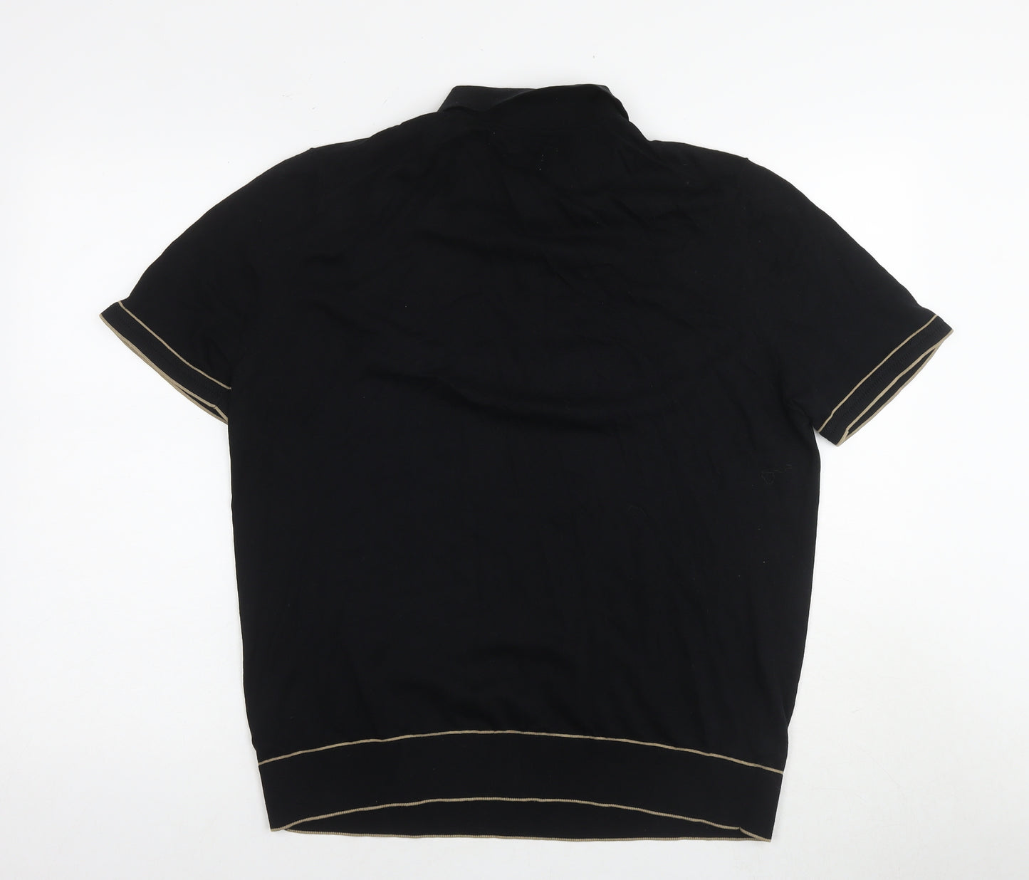 Autograph Mens Black Cotton Polo Size L Collared Pullover