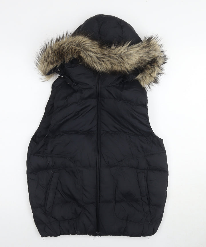 Gap Womens Black Gilet Waistcoat Size M Zip