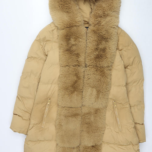 Flam Mode Womens Brown Puffer Jacket Jacket Size M Zip