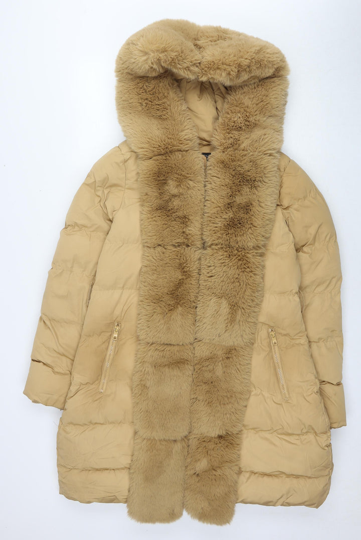Flam Mode Womens Brown Puffer Jacket Jacket Size M Zip