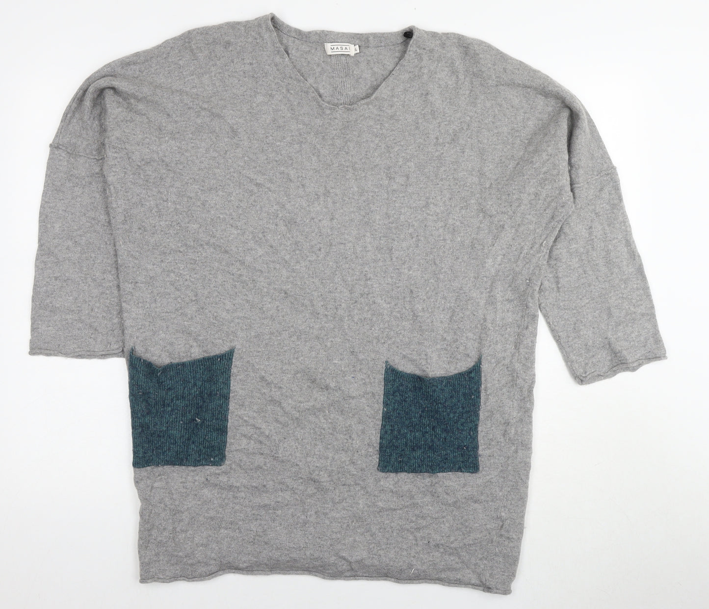 Masai Womens Grey Round Neck Viscose Tunic Jumper Size XL