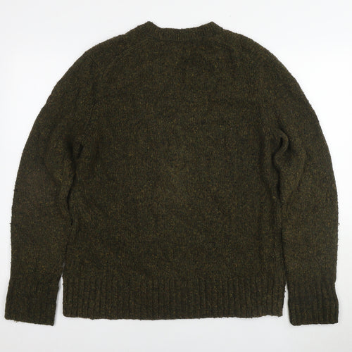 Banana Republic Mens Green V-Neck Wool Pullover Jumper Size M Long Sleeve